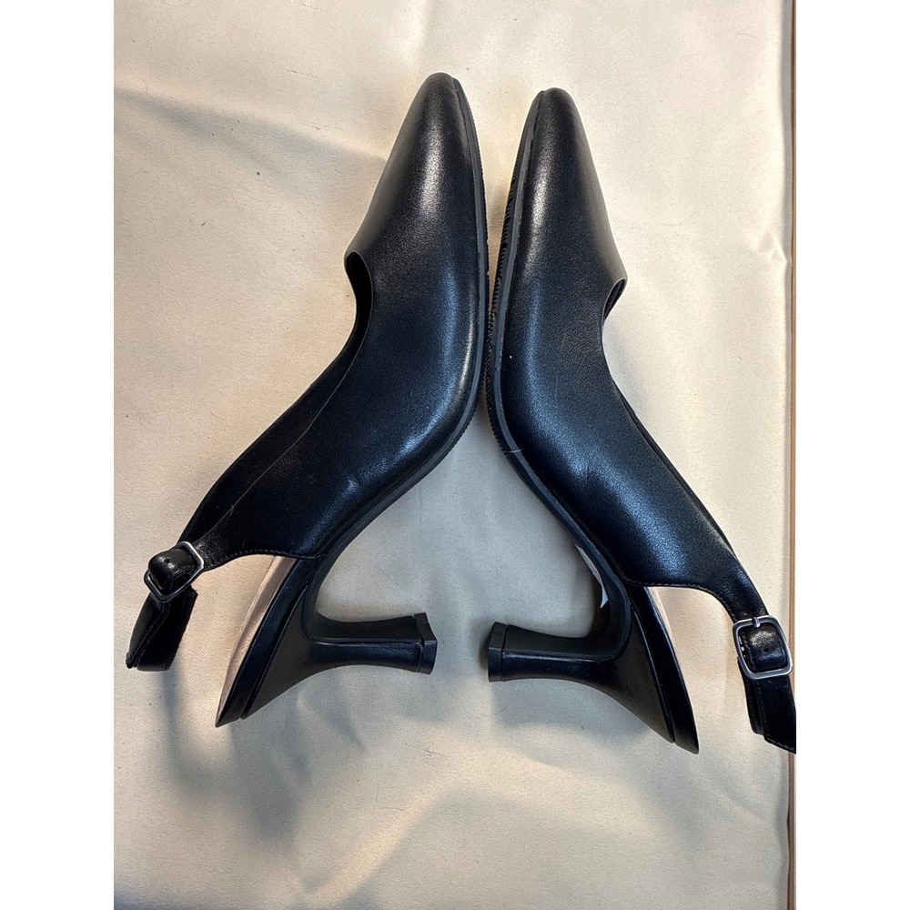 Clarks Collection Kataleyna Step Black Leather Slingback Pumps Heels Womens 9.5W - Picture 6 of 11